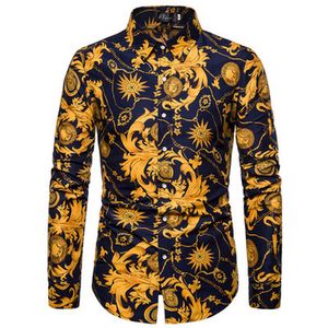 Mäns Casual T Shirts Plus Storlek 5XL Långärmade Svänger Krage Mode Vintage Cardigan Blus Fit Diverse Mönster Man