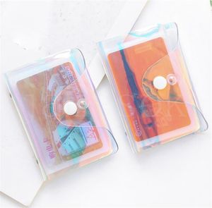 Transparent Laser PVC Credit Card Holder Bag Women Organizer Wallet Fashion Clear Passport Cards Storage Bags DB738
