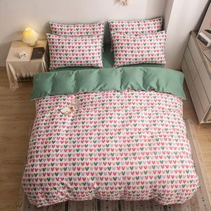 Wholesale twin hearts for sale - Group buy Bedding Sets Papa Mima INS Colorful Hearts Cotton Duvet Cover Set Printed Flat Fitted Sheet Pillowcase Twin Queen Size