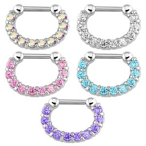 Septum Clicker Rings CZ Gem Plain Piercing Fashion Boutique Trade s Zircon Straight Pole Nose Ring Copper