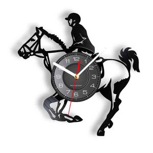 Andar a cavalo Vinil Álbum de Vinil Relógio De Parede Equestrian Wall Art HenEmpieces Horse Decor Home Relógio Equino Relógio Cavalo Equitação Presente H1230