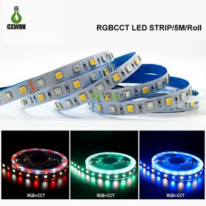 LED RGBCCT-remsor Ljus DC12V SMD5050 60LEDS / M 3A POWER FLEXIBLE RGBW RGBWW TAPE BLILLING MED SMART SPI WIFI CONTROLLER