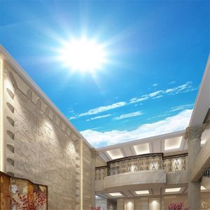 Personalizza Autoadesivi del soffitto 3D Sole Luce solare Sky 3D Stereoscopic Wallpaper Carta da parati Soffitto Non tessuto 3D Murali
