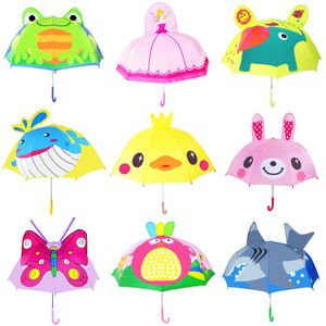 Bonito dos desenhos animados Crianças Guarda-chuva Animação Criativo Long-Handled 3D Animal Orelha Modelando Crianças Guarda-chuvas Para Meninos Meninas Presente 18 Estilos