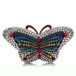 Butterfly Rhinestone Ручная сумка Ужин Сумка Цепное платье Супер Флэш Кристалл Знаменитости Партия Красная Ковер Сумочка Свадьба Симпатичная Маленькая Сцепление Вечерние Чехол Косметика