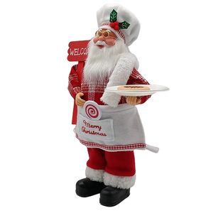 12 Inches Christmas Chef Santa Figurine Doll Accessories Santa Claus Figurines Xmas Pendant Ornaments Party Supplies kids gifts 211104