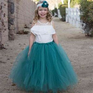 Meninas Vintage Vintage Longo Tutu Kids Handmade Dance Tulle Pettiskirts Underskirts Children Christmas Festa Fato Fato Fato 210331