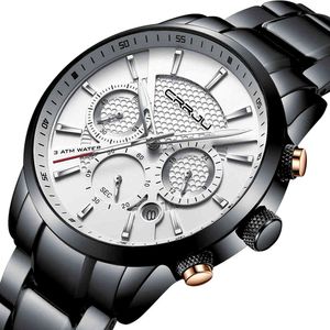 Män Rostfritt stål Armbandsur Crrju Man Top Luxury Brand Unique Quartz Chronograph Army Vattentät Klocka Casual Fashion Watches 210517