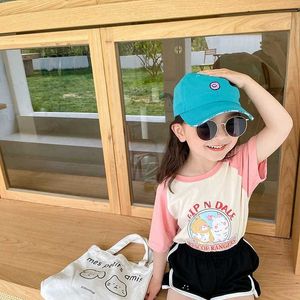 Vestiti per bambini estate cartone animato manica corta T-shirt stile coreano ragazzi ragazze cotone carino magliette larghe 210615