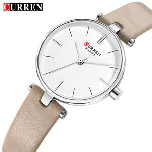 CURREN Women Fashion Quartz Watch Lady Leather Watchband High Quality Casual Waterproof Wristwatch Gift 210517