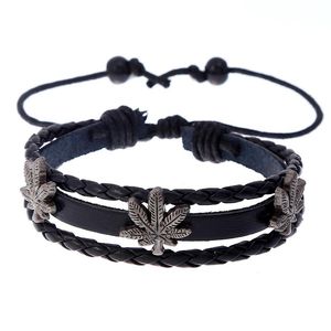 Tennis Fashion Black Genuine Leather Braided Bangles Simple Manual Adjustable Bracelets For Women Men Jewelry Gifts