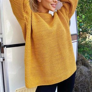 Women's Pullover Knit Sweater Oversize Loose Thicken Drop Shoulder Solid Jumper Women Autumn Winter Fashion Casual Sweaters 211011