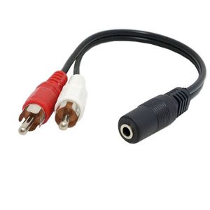 3.5mm Female Stereo to 2-RCA Male Plug Aux Audio Cable Headphone Jack Converter Adapter for DVD TV VCD