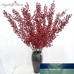 Decorative Flowers & Wreaths 12 Branches Christmas Berry Red Rich Fruits 112cm Fake Foam Fruit Holly Plants Artificial Flower Tree Home Deco Factory price expert