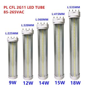 Lampor 2G11 LED-rörljus PLL-lampa pl bar 9W12W14W15W18W 4PIN CFL ersättning AC96-265V Kallvit Naturvitmarm