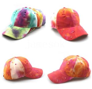 Party Supplies Mäns och Kvinnors Tie Dyed Hat Gradient Färg Old Hole Baseball Cap Korean Wash Peaked Hats 4 Style DD146