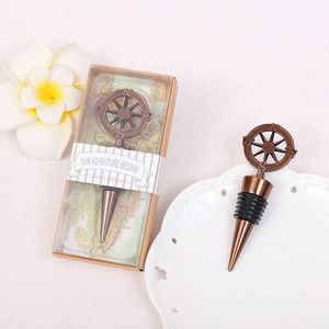 Nautical Compass Wine Bottle Stopper Wedding Favors Summer Beach Travel Bridal Bar Accessories