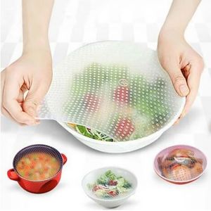 4PCS /セットシリコーンのきれいなフィルムキッチンツールの再利用可能な多機能エコ新鮮な食品貯蔵セーバーラップシールカバーラップストレッチリッドHY0301