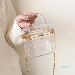 Cross Body Box Коробка Высококачественная цепь Tote Acrylic 2021 Весна Женская Дизайнерская Сумочка Плечница Посланник 3325