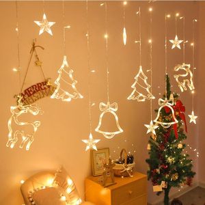 Stringhe Luci decorative festive natalizie Babbo Natale Led Ventosa Finestra Hanging Atmosphere Scene String Light Decor