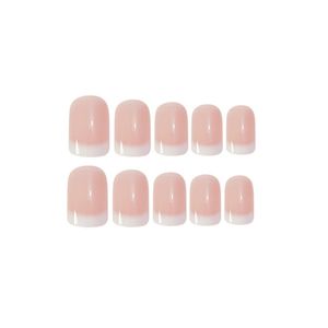 24pcs / set naturliga nakna vita franska nageltips fullt täcke uv gel tryck på falska naglar Ultra lätt slitage för hemresor