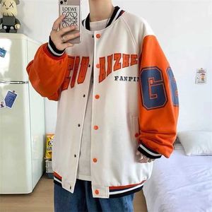 High Street Masculino Jaqueta Primavera Outono Moda Nacional Hip-Hop Vintage Baseball Beisebol Casaco solto Unisex Daily 211217