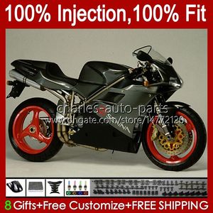 Black Grey Injection Body For DUCATI 748S 853S 916S 996S 998S 94-02 42No.1 748 853 916 996 998 S R 94 95 96 97 98 748R 853R 916R 996R 998R 1999 2000 2001 2002 OEM Fairing