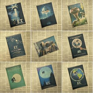 Wall Stickers E T The Extra-Terrestrial Science Fiction Cartoon Home Furnishing Decoration Kraft Movie Retro Poster Drawing Core
