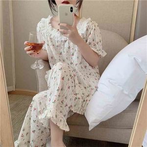 Homewear Cotton Summer Florals Donne Stampate Ragazze Comode Sleepwear All Match Set di pigiami dolci sciolti 210525