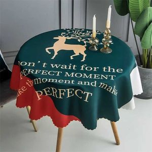Proud Rose Waterproof Printed Tablecloth Round Cover Tea Cloth Rural Cotton Home Decoration Christmas 211103