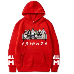 Boku No Hero Academia Amigos Impresso Manga Longa Harajuku Hoodies Meu Hero Academia Suéter Masculino Y0319