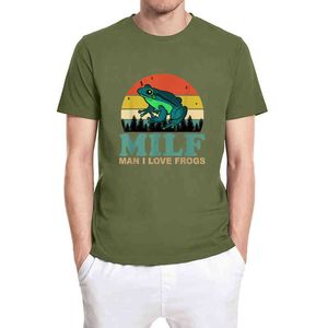 MILF Man I Love Frogs Funny Saying Frog Amanti degli anfibi Vintage Divertente T-shirt unisex da uomo Camicia a maniche corte in cotone Top Tee G1217