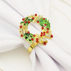 Servet ringen kerstboom gouden boog bloem krans mond ring bruiloft banket el tafel benodigdheden cirkel decoratiejaar