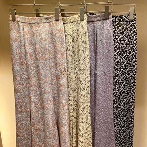 Kuzuwata Vintage High Waist Print Trumpet Skirt Spring Summer Simple Women Skirts Japan Style Elegant Temperament Jupe 210721