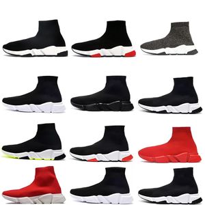 Män sockskor kvinnor paris sneakers svart vit röd rosa stickning utomhus plattform designer tränare hastighet sport sneakers
