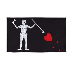Blackbeard Edward Pirates Flag 3x5FT Banners For Decoration Gift Double Stitching Indoor Or Outdoor Polyester Advertising Promotion