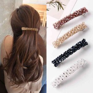 Hårtillbehör Koreanska Smycken Flash Diamond Headdress Hårnål Fyra Rader av Crystal Fishline Stickning Edge Clip Utsökt One Word Spring