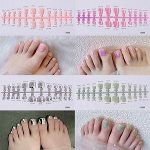 Wholesale white toe nails for sale - Group buy False Nails Fashion Metallic Colors Mirror Shiny Toe Acrylic Fake Toenails Sexy Toes Art Tips