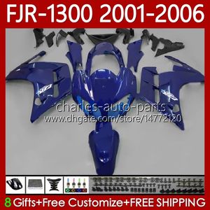 OEM FALTINGS ل YAMAHA FJR-1300 FJR 1300 A CC FJR1300 01 02 03 04 05 05 06 06 06 06 06 FJR-1300A 2001 2002 2003 2004 2005 2005 2005 2005 FJR1300A 01-06 Bodywork Kit لمعان Blue