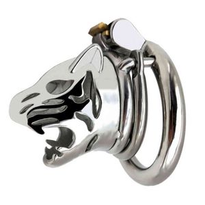 Cockrings Male Chastity Devices with Anti loop Animal Tiger head Stainless Steel cock Cage For Men sex toys adult products penis ring 1123