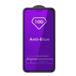 Protezione dello schermo del telefono in vetro temperato con copertura completa anti-luce blu 10d per iphone 13 12 11 mini pro max xr xs 6 7 8 Plus