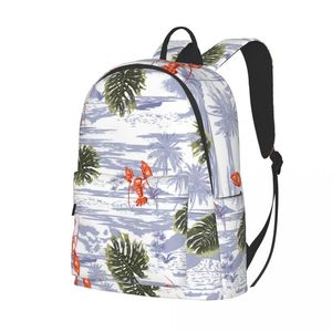 Rucksack College School Bag Casual Hummer Tropical Leaves On The Monotone Ocean Book Packbag für Teenager Reiseschulter