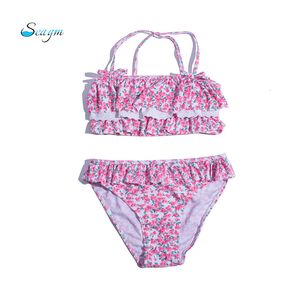 Falbala impressão crianças meninas swimwear swimsuit bandagem brasileiro biquíni biquíni biquini biquini 82