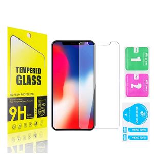 9D Tempered Glass Phone Screen Protector för iPhone 13 12 11 Pro Max X XS XR 8 7 6 Plus Samsung Galaxy S21 A32 A42 A72 Skrapfasta härdad 0,3 mm med 10 i 1 Papperslåda