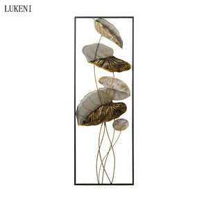 Chinese three-dimensional lotus leaf porch aisle wrought iron wall decoration restaurant pendant 210414