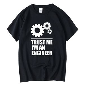 Xinyi homens t-shirt de alta qualidade 100% algodão homens camisetas Confie em mim, eu sou um engenheiro camisetas o-pescoço topstees engraçado 210706