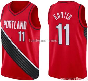 Zszyty # 11 Enes Kanter Red Gray Koszykówka Jersey Niestandardowe Mężczyźni Kobiety Młodzież Koszykówka Jersey XS-5XL 6XL