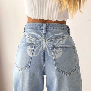 Pantaloni in denim Donna Jeans anni '90 per ragazze Moda femminile Vintage Pantaloni a vita alta Harajuku Capris Streetwear 211111