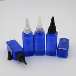 30 x 50 ml Vuoto Quadrato Blu Cobalto Lozione e Contenitore per Liquidi 50cc PET Rotondo Bianco Tappo Nero Bottiglia All'ingrosso