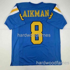 カスタムトロイaikman uclaブルーカレッジステッチフットボールジャージは名前番号を追加します